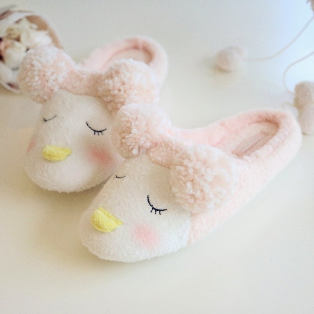 Earmuff Penguin Memory Foam House Slipper, Pink